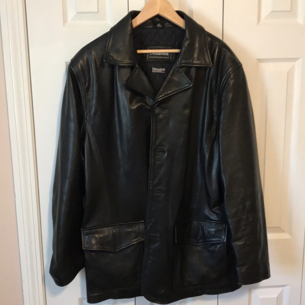 Men’s Black 3/4 length Leather Coat